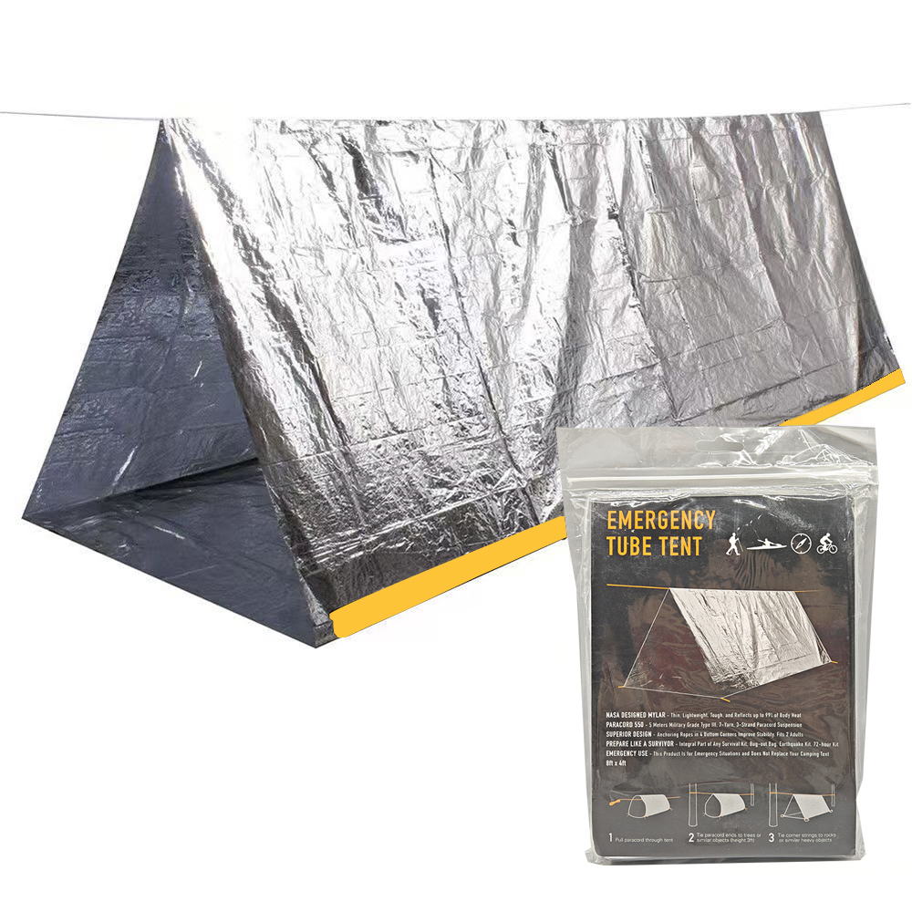 2-Person Emergency Survival Tent Water Safety Life Tent Shelter with Tube Tent & Tarp for Emergency Use