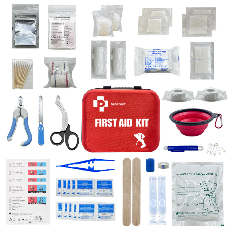 Veterinary Red Pet First Aid Emergency Care Customized Color Dog Emergency Kit